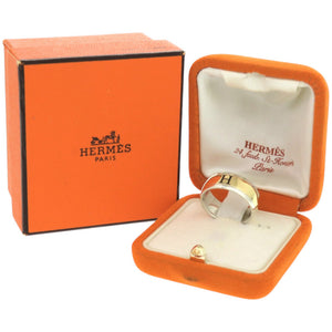 美品 エルメス Hロゴ シルバー925 K18イエローゴールド サイズ58 シルバー 銀 リング 指輪 1633【中古】HERMES
