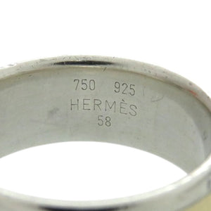 美品 エルメス Hロゴ シルバー925 K18イエローゴールド サイズ58 シルバー 銀 リング 指輪 1633【中古】HERMES