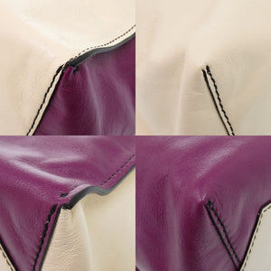 美品 マルニ 2WAY ミュゼオ レザー ベージュ/パープル トートバッグ 1703【中古】MARNI