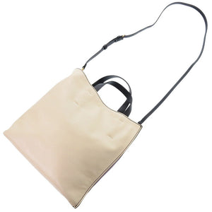 美品 マルニ 2WAY ミュゼオ レザー ベージュ/パープル トートバッグ 1703【中古】MARNI