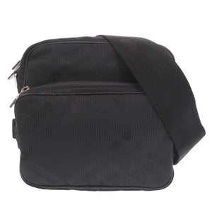 新品同様 バーバリー チェック柄 ナイロン ポリエステル ブラック ショルダーバッグ 黒 1708【中古】BURBERRY