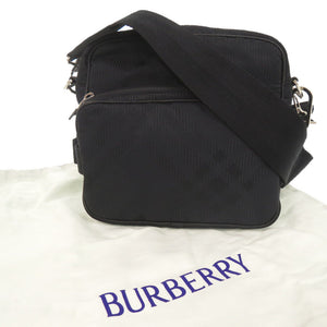 新品同様 バーバリー チェック柄 ナイロン ポリエステル ブラック ショルダーバッグ 黒 1708【中古】BURBERRY
