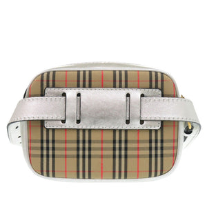 美品 バーバリー 1983チェック ウエストバッグ コットン ベージュ シルバー ボディバッグ 1716【中古】BURBERRY