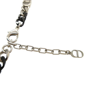 美品 ディオール CD ICON チェーンリンク バイカラー ネックレス 真鍮 ブラック×シルバー 1717【中古】Dior