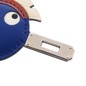 未使用 エルメス バーディチャーム ケリー プレート ヴォーエプソン/シェブルミゾル/ヴォースイフト ブルーブリュム/ブルーロワイヤル/ローズメキシコ シルバー金具 K刻印(2025年製) キーホルダー 1745【中古】HERMES