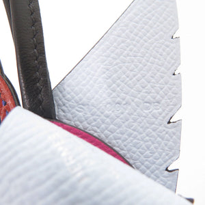 未使用 エルメス バーディチャーム ケリー プレート ヴォーエプソン/シェブルミゾル/ヴォースイフト ブルーブリュム/ブルーロワイヤル/ローズメキシコ シルバー金具 K刻印(2025年製) キーホルダー 1745【中古】HERMES