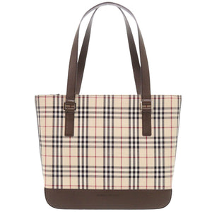 新品同様 バーバリー ノバチェック キャンバス ベージュ ハンドバッグ 1752【中古】BURBERRY