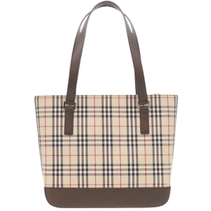 新品同様 バーバリー ノバチェック キャンバス ベージュ ハンドバッグ 1752【中古】BURBERRY