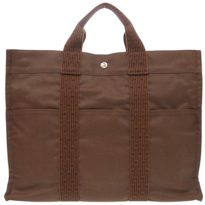 美品 エルメス エールライン トート MM キャンバス ブラウン トートバッグ 茶 1817【中古】HERMES メンズ