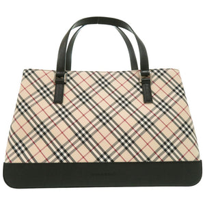 新品同様 バーバリー ノバチェック ハンドバッグ ファブリック レザー ベージュ 1819【中古】BURBERRY
