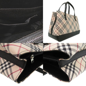 新品同様 バーバリー ノバチェック ハンドバッグ ファブリック レザー ベージュ 1819【中古】BURBERRY