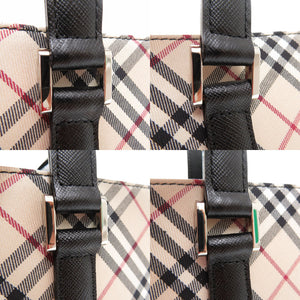 新品同様 バーバリー ノバチェック ハンドバッグ ファブリック レザー ベージュ 1819【中古】BURBERRY