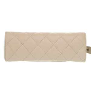 美品 シャネル マトラッセ ポーチ ココマーク ラムスキン 10番台 シルバー金具 アイボリー 白 1840【中古】CHANEL