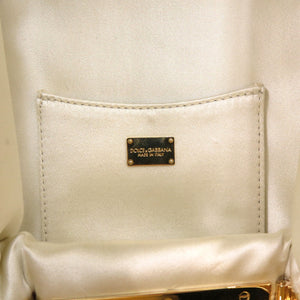 美品 ドルチェアンドガッバーナ レース レース メタル ムートン オフホワイト 白 クラッチバッグ 1846【中古】DOLCE&GABBANA