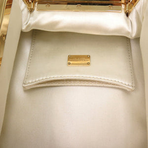 美品 ドルチェアンドガッバーナ レース レース メタル ムートン オフホワイト 白 クラッチバッグ 1846【中古】DOLCE&GABBANA