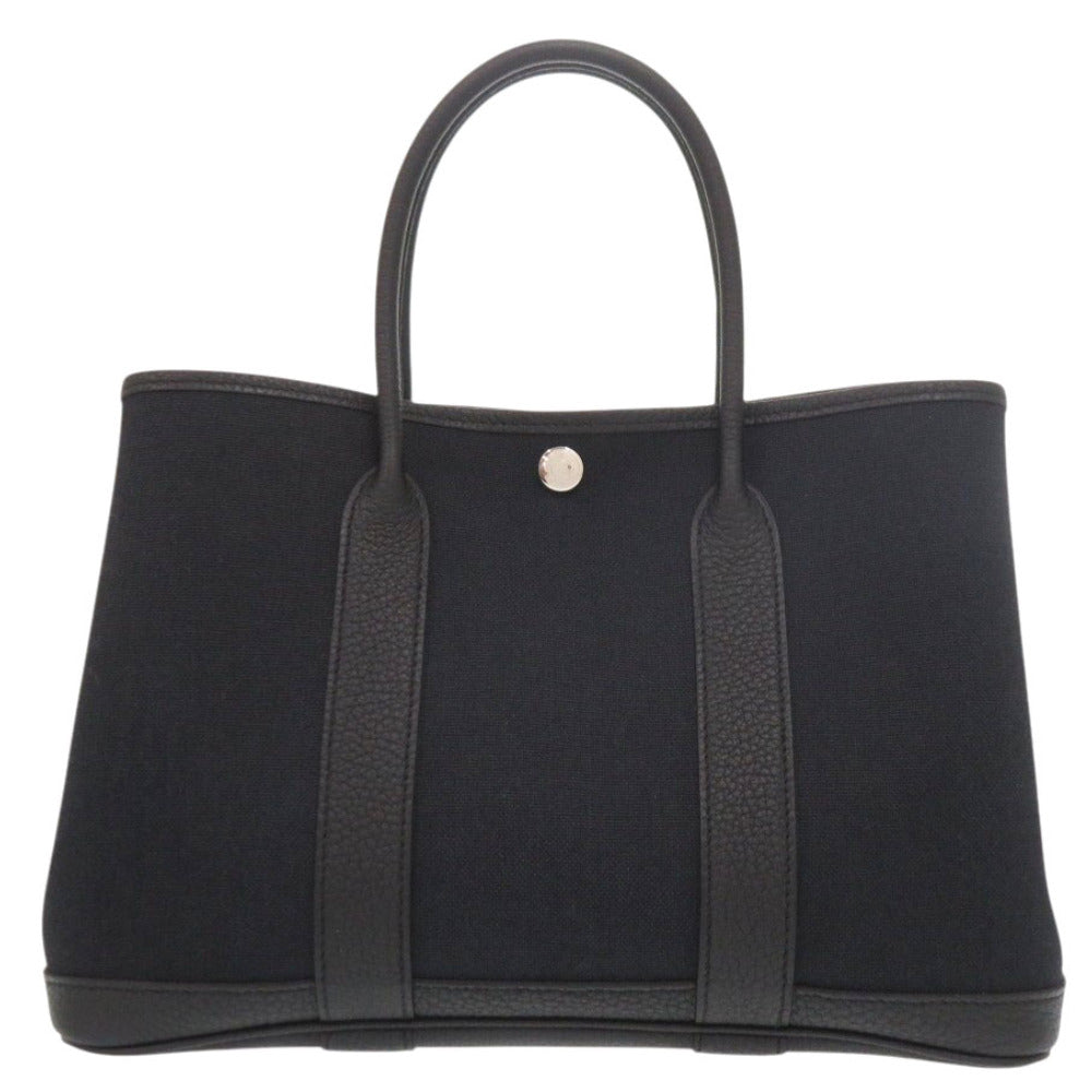 新品同様 エルメス ガーデンパーティTPM トワルミリタリー ネゴンダ ブラック シルバー金具 D刻印(2019年製) ハンドバッグ 黒 1850【中古】HERMES