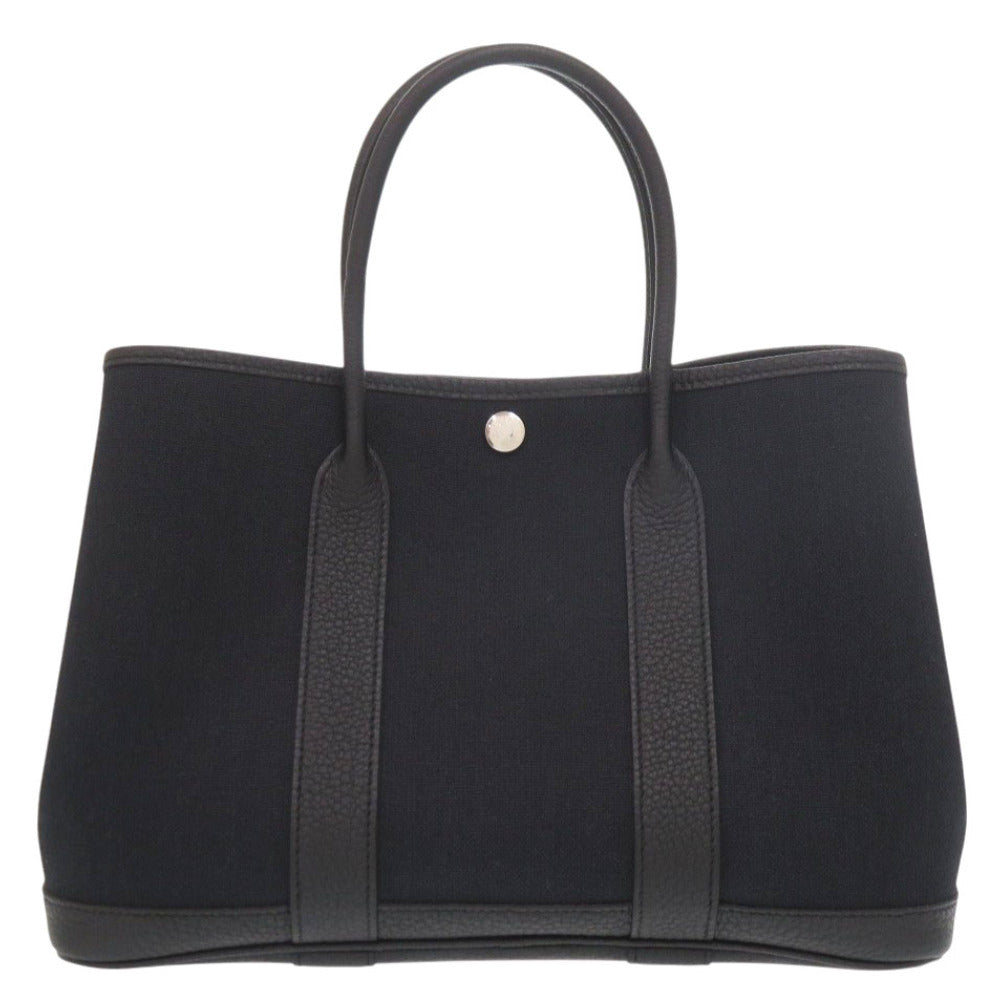 新品同様 エルメス ガーデンパーティTPM トワルミリタリー ネゴンダ ブラック シルバー金具 D刻印(2019年製) ハンドバッグ 黒 1850【中古】HERMES