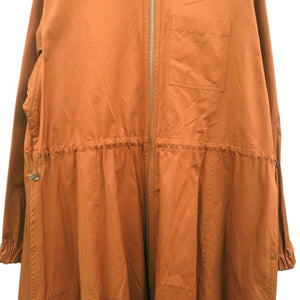 未使用 エルメス ゴムドレスシャツ フリル フレア フロントジップ シャツワンピース 4H0571DV オレンジ 1864 HERMES