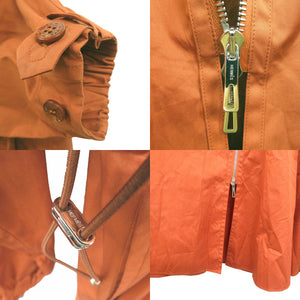 未使用 エルメス ゴムドレスシャツ フリル フレア フロントジップ シャツワンピース 4H0571DV オレンジ 1864 HERMES