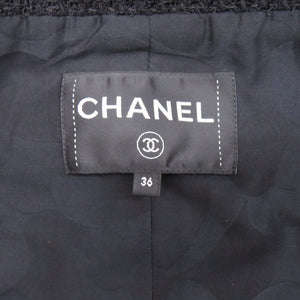 美品 シャネル ツイードショート P71896V63586 コットン シルク ポリアミド ブラック 黒 テーラードジャケット 1865【中古】CHANEL