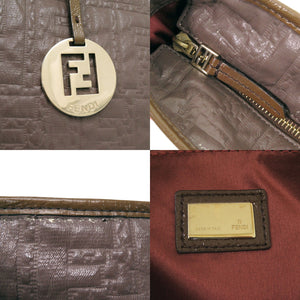 フェンディ 8BH185 PVCコーティングキャンバス ブラウン トートバッグ 茶 1880【中古】FENDI