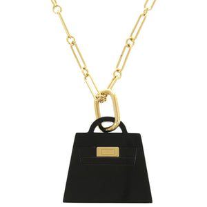 新品同様 エルメス ケリー アミュレット マロキニエ ケリー バッファローホーン GP ブラック 黒 ネックレス 1891【中古】HERMES