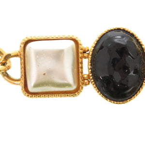 美品 シャネル グリポア ココマーク ブレスレット GP B20K フェイクパール カラーストーン ゴールド ホワイト ブラック 1892【中古】CHANEL