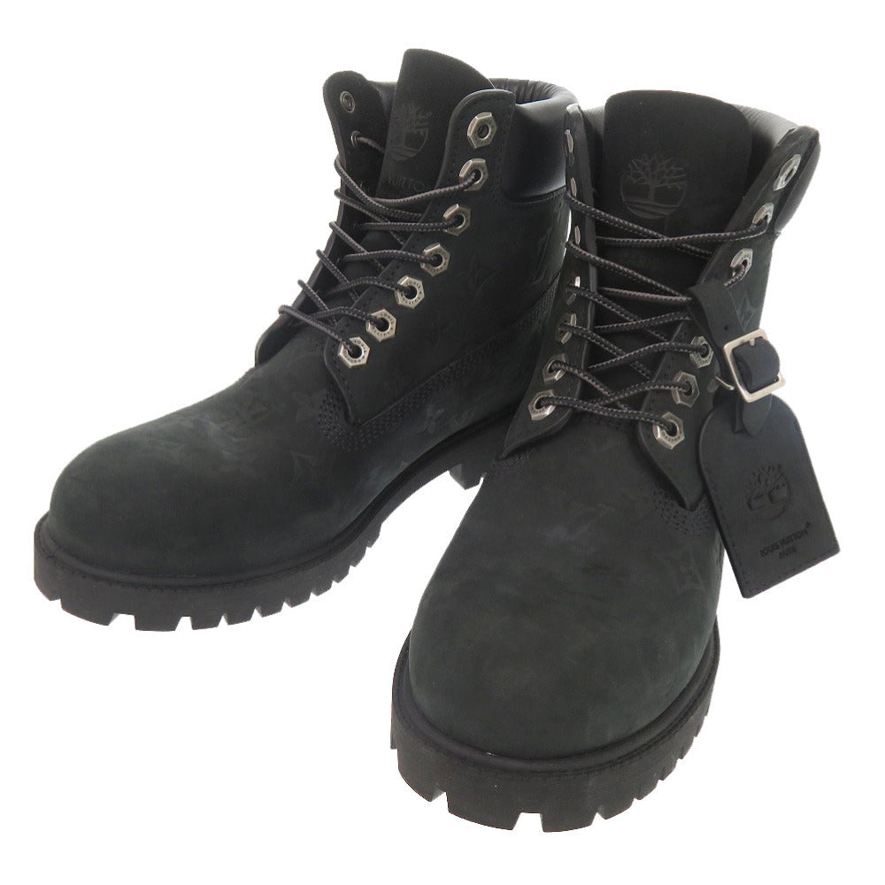 美品 ルイ ヴィトン × Timberland 6-IN アンクルブーツ サイズ7 ヌバックレザー レザー ブラック ブーツ 黒 LV 1896【中古】LOUIS VUITTON メンズ