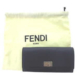 未使用 フェンディ ピーカブー コンチネンタルウォレット 8M0427 カーフ ネイビー 二つ折り財布 1909【中古】FENDI
