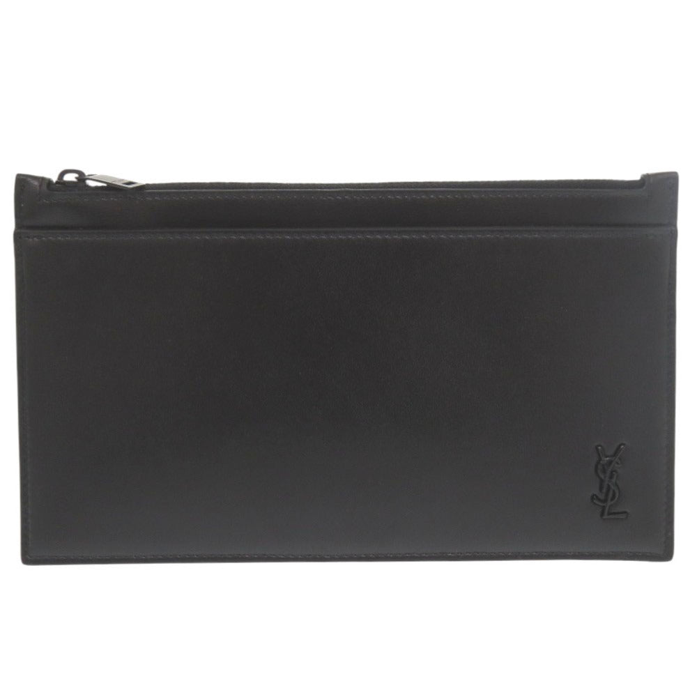 未使用 サンローランパリ POUCH TINY レザー ブラック ポーチ クラッチバッグ 黒 1968【中古】SAINT LAURENT PARIS