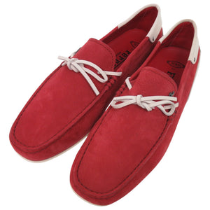 未使用品 トッズ for Ferrari フェラーリ デッキシューズ モカシン ドライビングシューズ CITY GOMMINO LACCETTO ENK BIANCO ROSSO ARA ゴンミーニ XRM0LRI800ENK0551 スエード レッド 赤 レザーシューズ 1971【中古】TOD’S