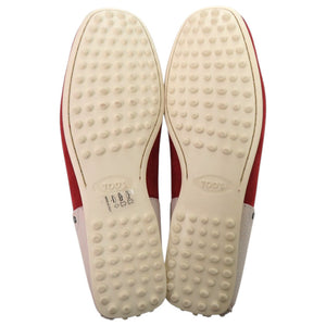 未使用品 トッズ for Ferrari フェラーリ デッキシューズ モカシン ドライビングシューズ CITY GOMMINO LACCETTO ENK BIANCO ROSSO ARA ゴンミーニ XRM0LRI800ENK0551 スエード レッド 赤 レザーシューズ 1971【中古】TOD’S