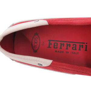 未使用品 トッズ for Ferrari フェラーリ デッキシューズ モカシン ドライビングシューズ CITY GOMMINO LACCETTO ENK BIANCO ROSSO ARA ゴンミーニ XRM0LRI800ENK0551 スエード レッド 赤 レザーシューズ 1971【中古】TOD’S