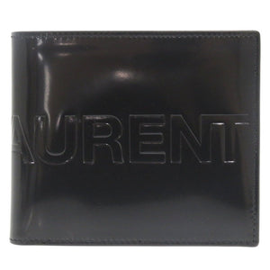 未使用品 サンローランパリ パテントレザー ブラック 二つ折り財布 札入れ 黒 1980【中古】SAINT LAURENT PARIS