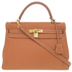 美品 エルメス ケリー32 内縫い フィヨルド エトリュクス 新金具 ゴールド金具 □H刻印(2004年製) ハンドバッグ 2005【中古】HERMES