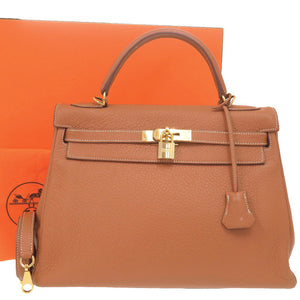 美品 エルメス ケリー32 内縫い フィヨルド エトリュクス 新金具 ゴールド金具 □H刻印(2004年製) ハンドバッグ 2005【中古】HERMES