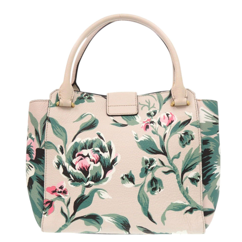 バーバリー 花 レザー ベージュ ピンク グリーン 2way ハンドバッグ ショルダーバッグ 2018【中古】BURBERRY
