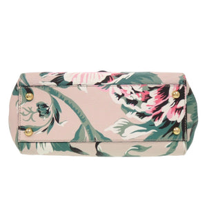 バーバリー 花 レザー ベージュ ピンク グリーン 2way ハンドバッグ ショルダーバッグ 2018【中古】BURBERRY