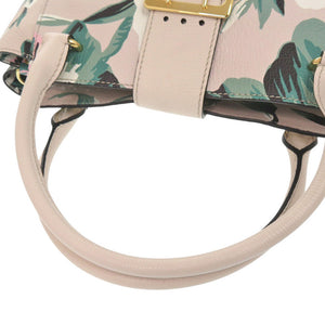 バーバリー 花 レザー ベージュ ピンク グリーン 2way ハンドバッグ ショルダーバッグ 2018【中古】BURBERRY