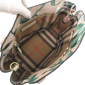 バーバリー 花 レザー ベージュ ピンク グリーン 2way ハンドバッグ ショルダーバッグ 2018【中古】BURBERRY