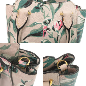 バーバリー 花 レザー ベージュ ピンク グリーン 2way ハンドバッグ ショルダーバッグ 2018【中古】BURBERRY