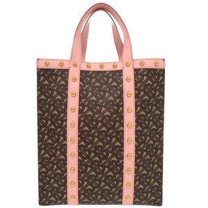 美品 バーバリー TBモノグラム PVC レザー ブラウン ピンク 2WAY トートバッグ ショルダーバッグ 2019【中古】BURBERRY