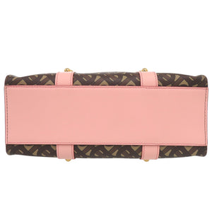 美品 バーバリー TBモノグラム PVC レザー ブラウン ピンク 2WAY トートバッグ ショルダーバッグ 2019【中古】BURBERRY