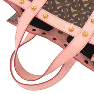 美品 バーバリー TBモノグラム PVC レザー ブラウン ピンク 2WAY トートバッグ ショルダーバッグ 2019【中古】BURBERRY