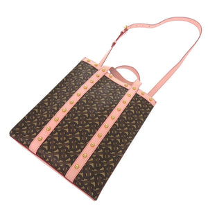 美品 バーバリー TBモノグラム PVC レザー ブラウン ピンク 2WAY トートバッグ ショルダーバッグ 2019【中古】BURBERRY