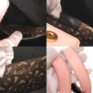 美品 バーバリー TBモノグラム PVC レザー ブラウン ピンク 2WAY トートバッグ ショルダーバッグ 2019【中古】BURBERRY
