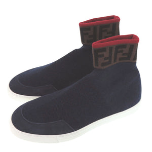 未使用 フェンディ FFロゴ ソックススニーカー ズッカ ニット スニーカー ネイビー レッド ブラウン 2024【中古】FENDI