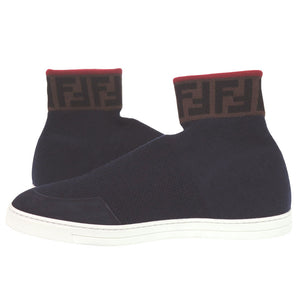 未使用 フェンディ FFロゴ ソックススニーカー ズッカ ニット スニーカー ネイビー レッド ブラウン 2024【中古】FENDI