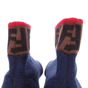 未使用 フェンディ FFロゴ ソックススニーカー ズッカ ニット スニーカー ネイビー レッド ブラウン 2024【中古】FENDI