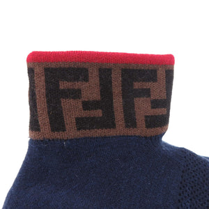 未使用 フェンディ FFロゴ ソックススニーカー ズッカ ニット スニーカー ネイビー レッド ブラウン 2024【中古】FENDI